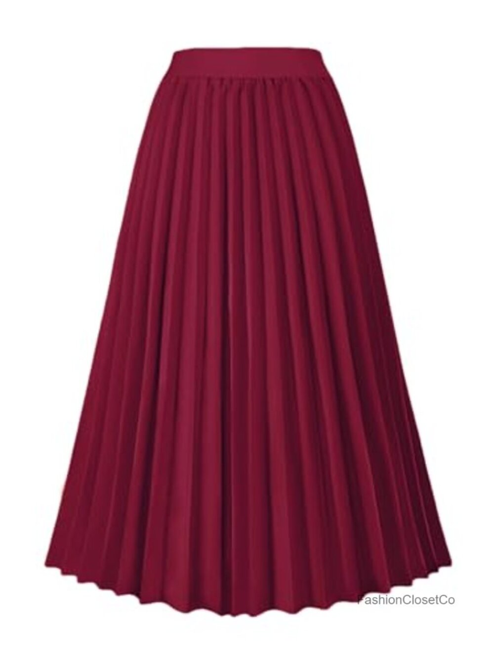High Waist Pleated A-Line Midi Swing Skirt Cotton Blend